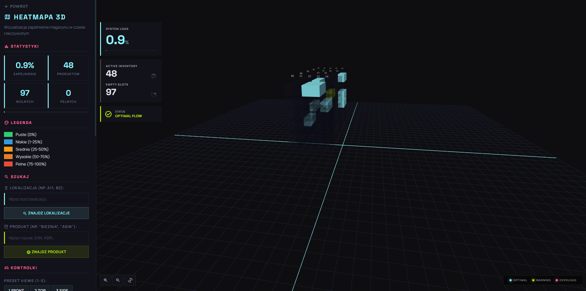 AKCES HUB &mdash; heatmapa 3D magazynu
